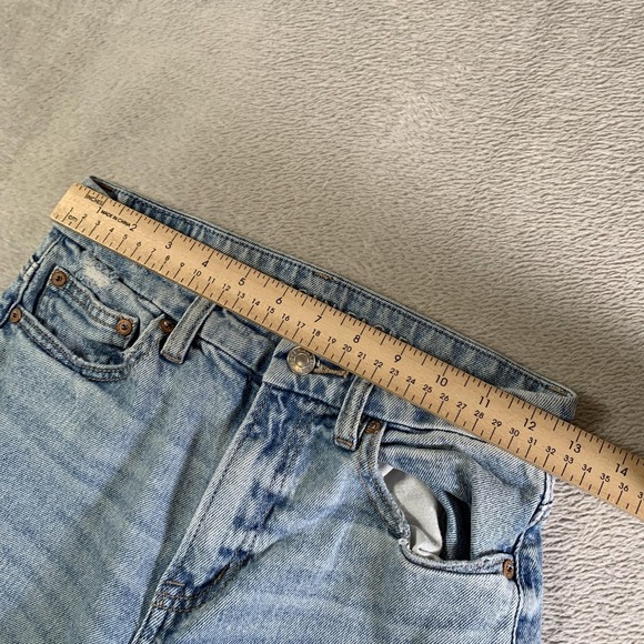American Eagle Curvy 90s Straight Jeans Womens 0 Light Wash High Rise Distressed - Picture 4 of 15